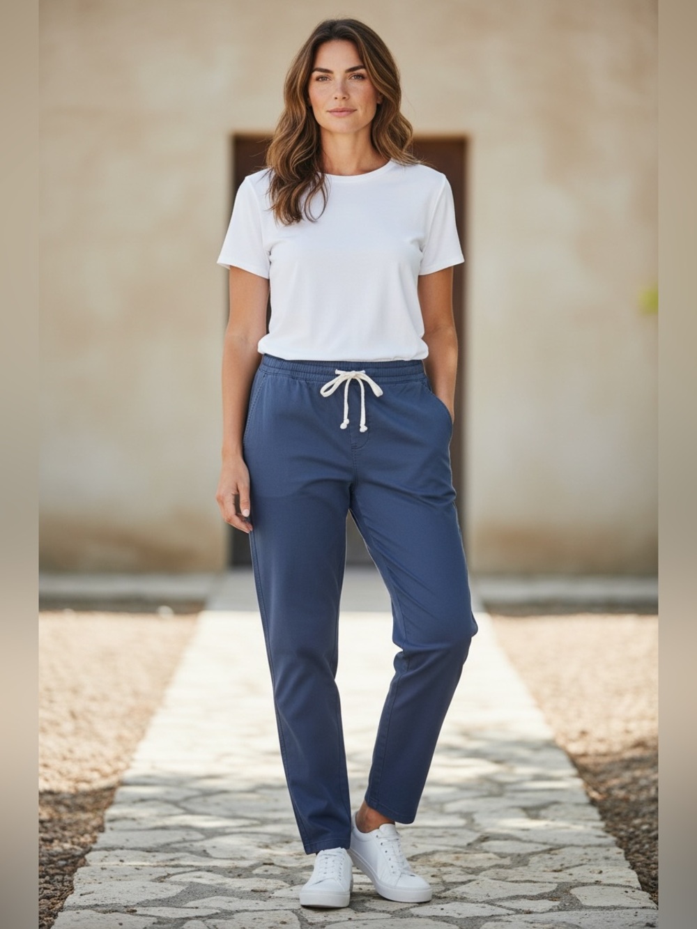 Women's Navy 100% Organic Cotton Drawstring Pants Size L